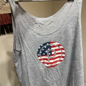 Pure Barre Gray Tank Top with Flag Design